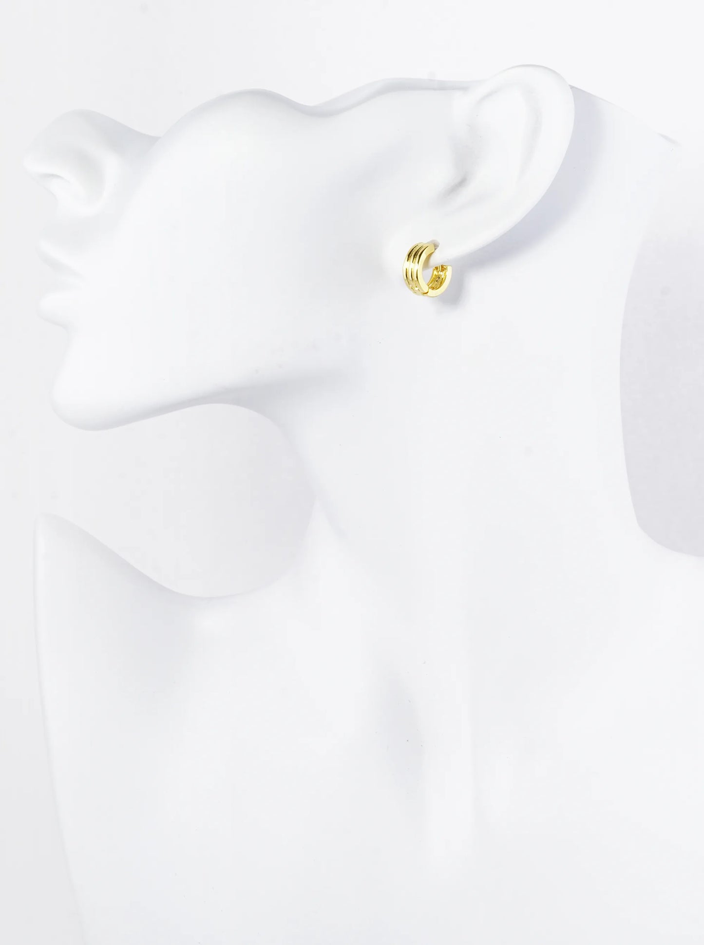 18K Gold Dipped 10mm Textured Huggie Hoop Earrings