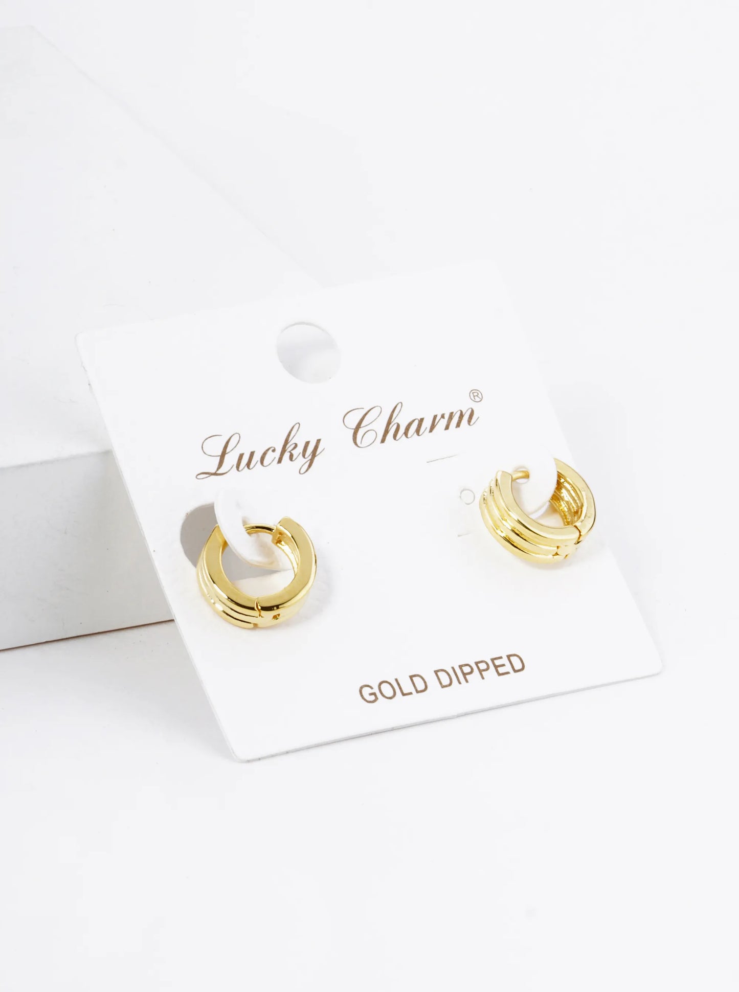 18K Gold Dipped 10mm Textured Huggie Hoop Earrings