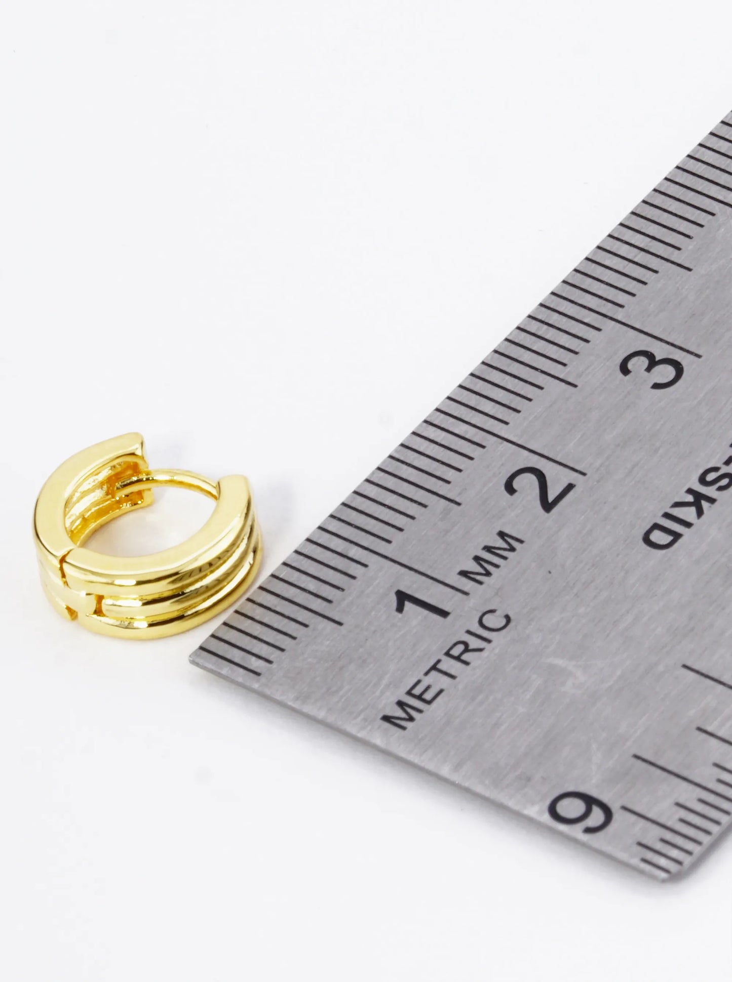 18K Gold Dipped 10mm Textured Huggie Hoop Earrings