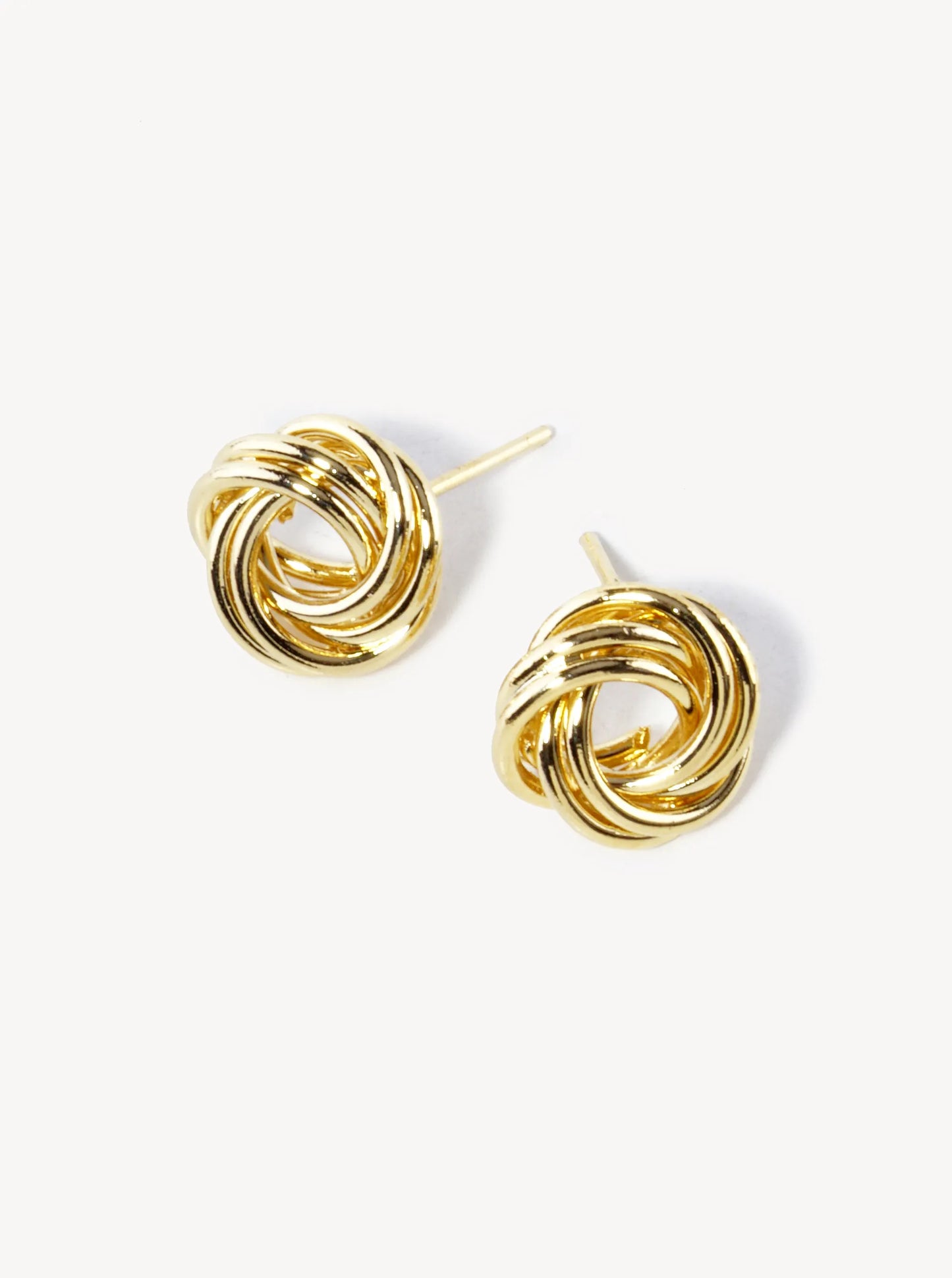 18K Gold Dipped 11mm Brass Love Knot Stud Earrings
