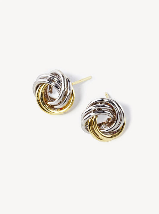18K Gold Dipped 11mm Brass Love Knot Stud Earrings