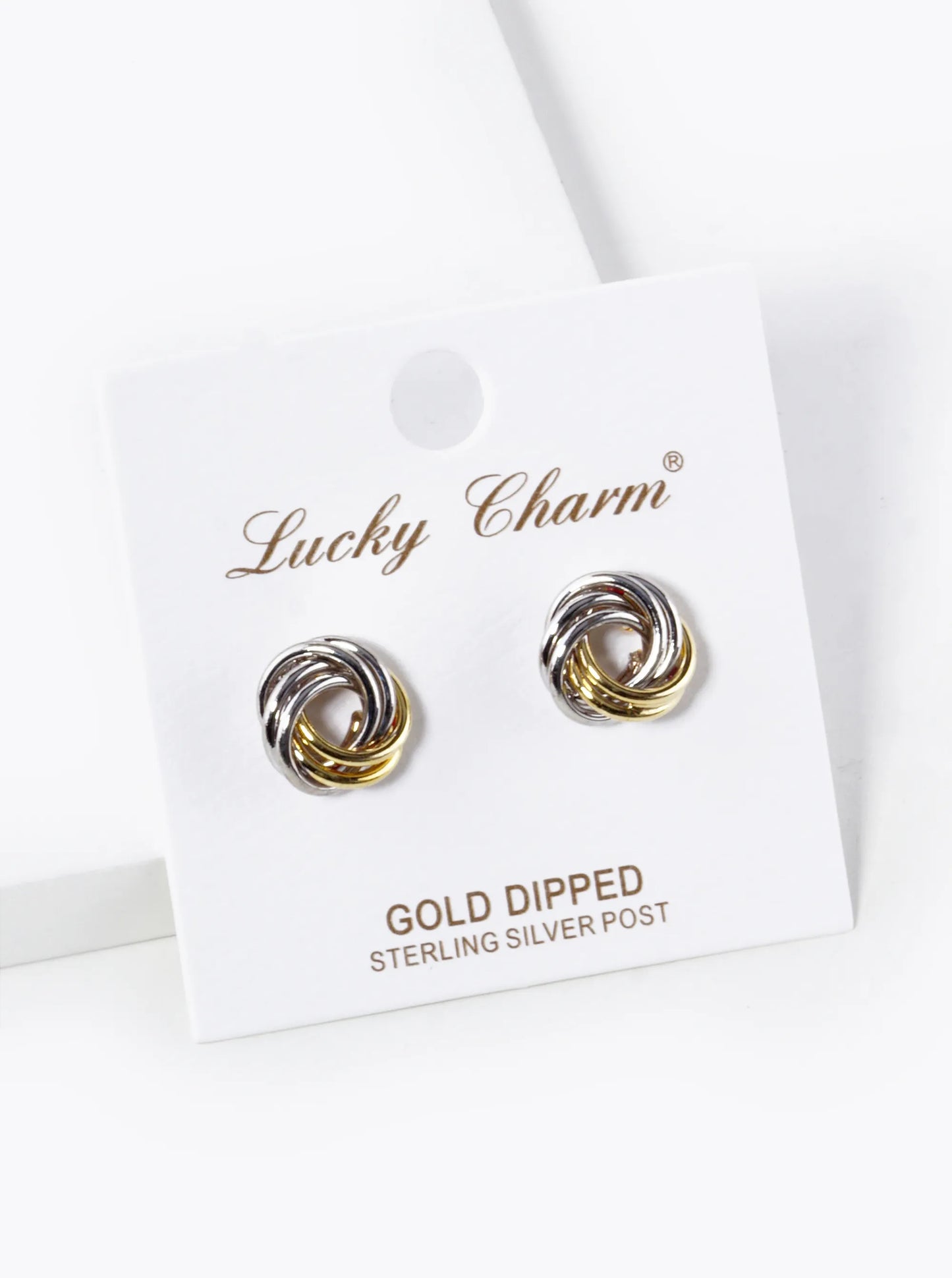 18K Gold Dipped 11mm Brass Love Knot Stud Earrings