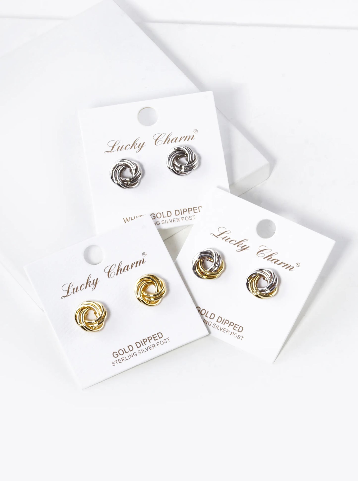 18K Gold Dipped 11mm Brass Love Knot Stud Earrings