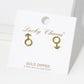 18K Gold Dipped 11mm Brass Male Gender Symbol Sterling Silver Post Stud Earrings