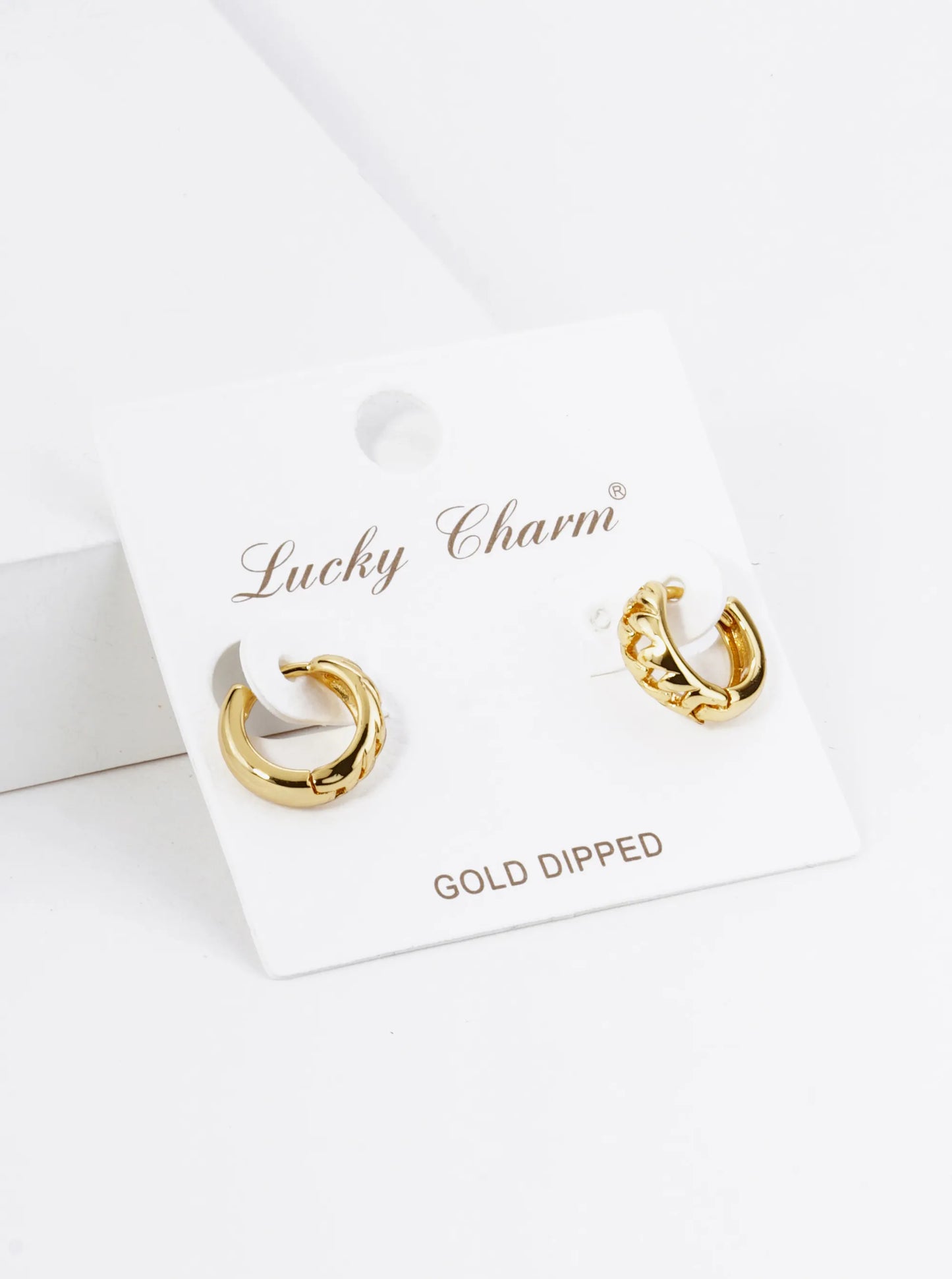 18K Gold Dipped 11mm Chain Huggie Hoop Earrings