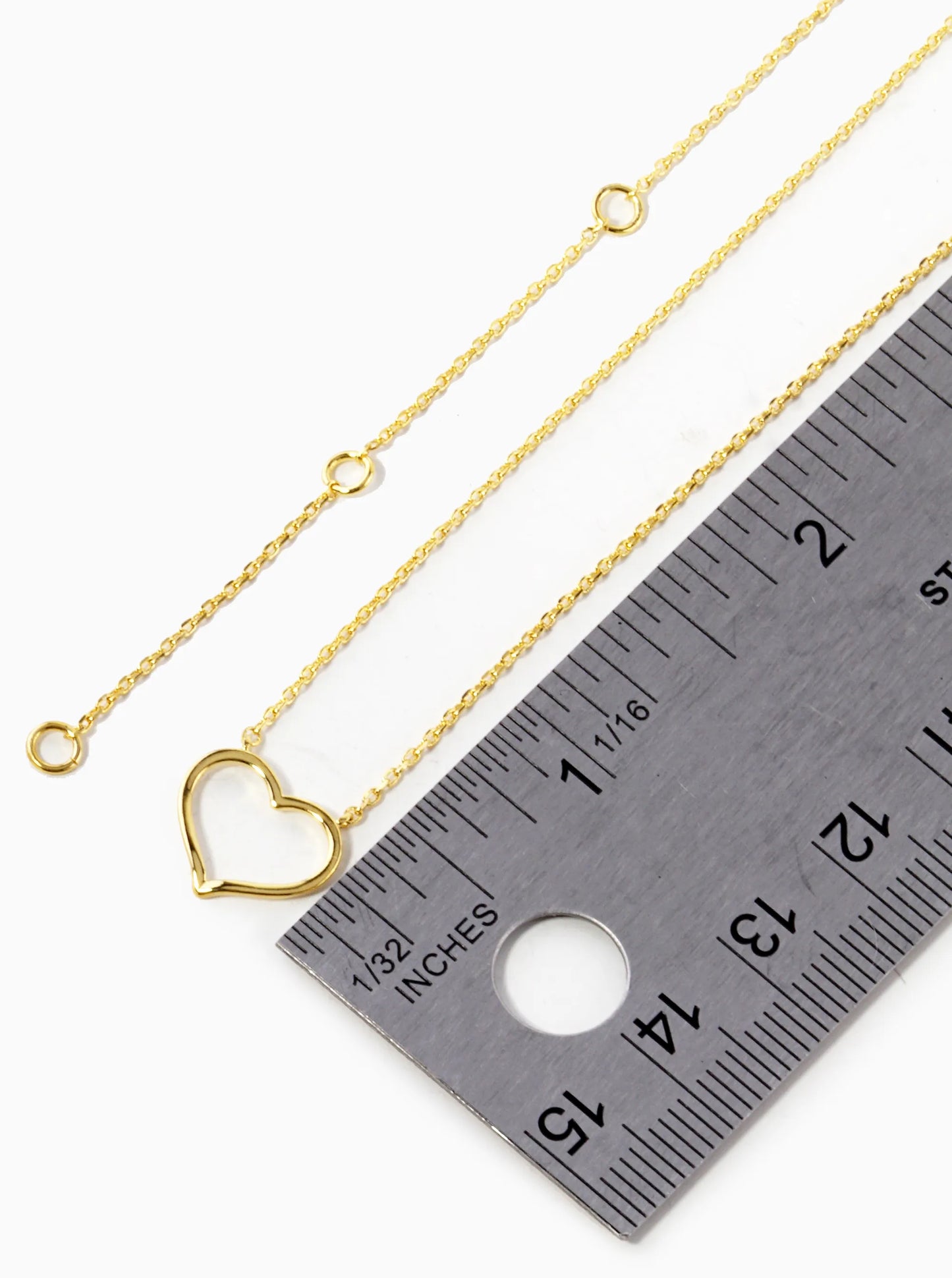 18K Gold Dipped 11mm Delicate Wire Heart Pendant Necklace