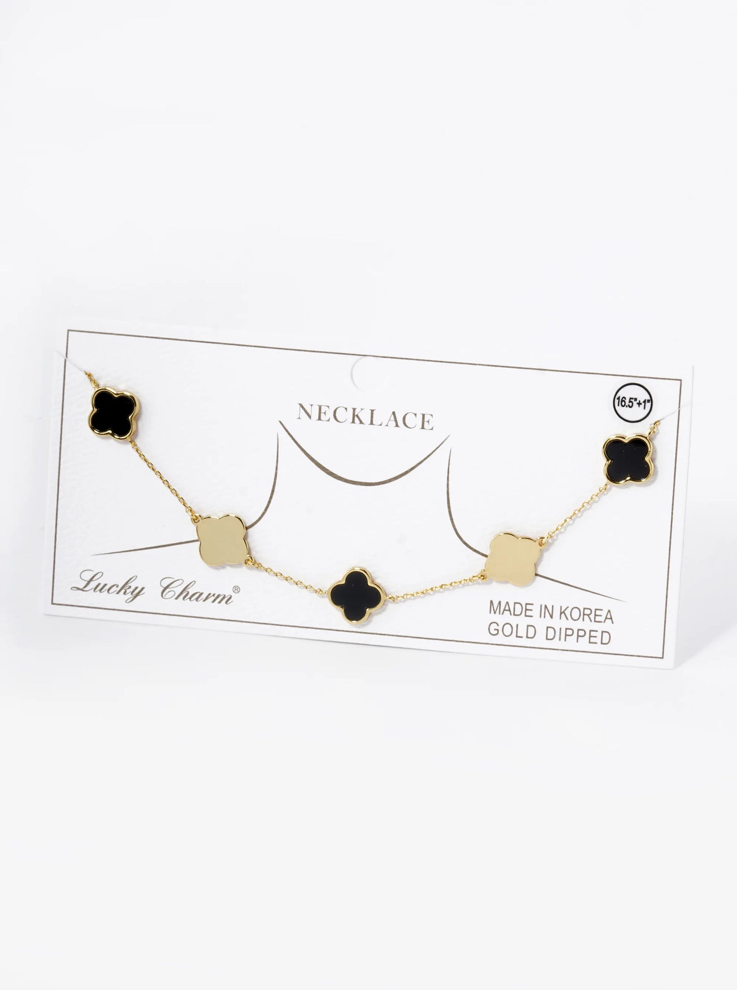 18K Gold Dipped 11mm Five Quatrefoil Station Necklace