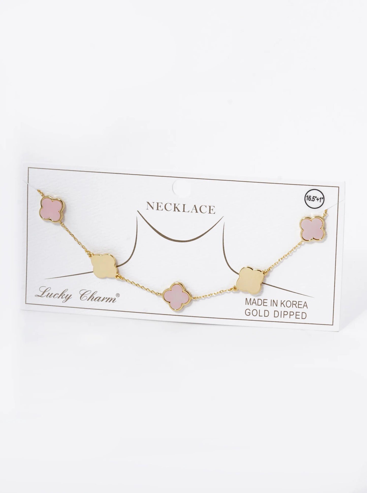 18K Gold Dipped 11mm Five Quatrefoil Station Necklace