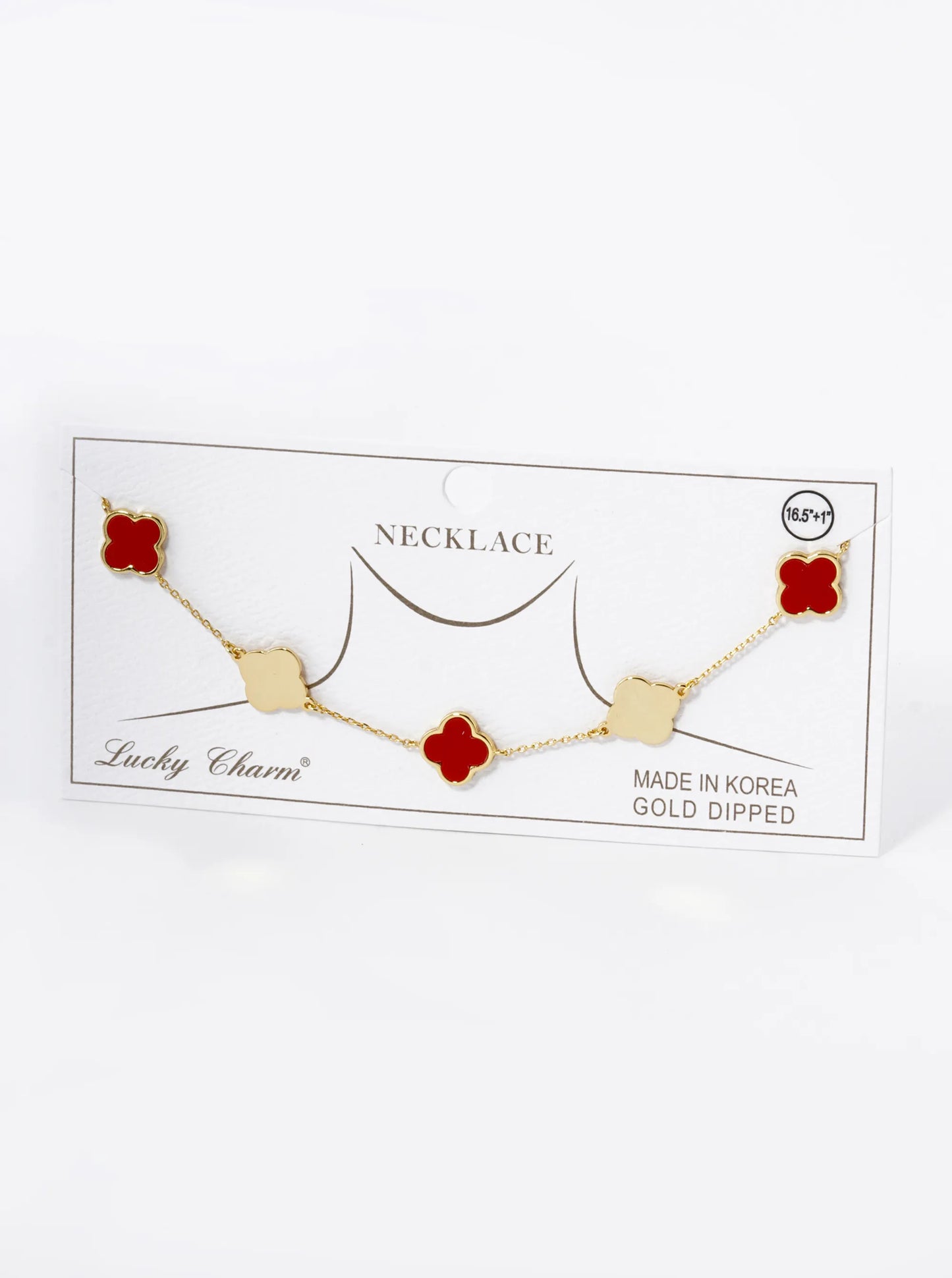 18K Gold Dipped 11mm Five Quatrefoil Station Necklace