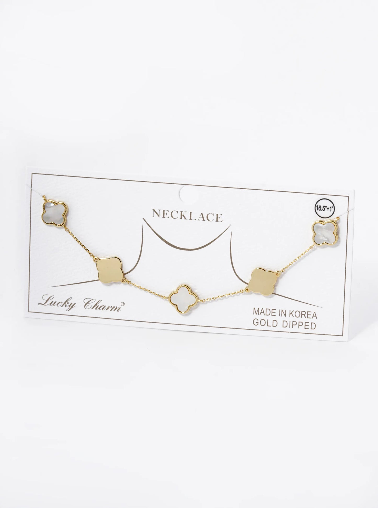 18K Gold Dipped 11mm Five Quatrefoil Station Necklace