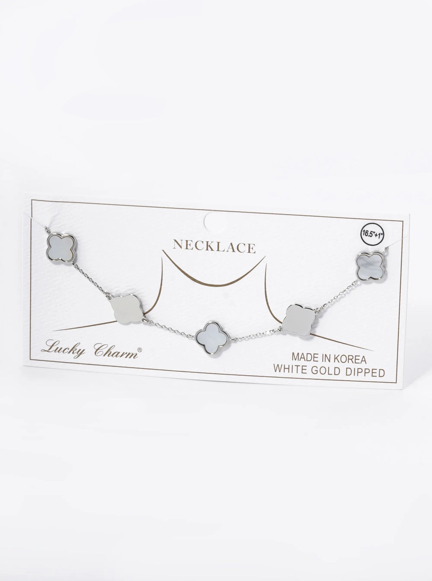 18K Gold Dipped 11mm Five Quatrefoil Station Necklace