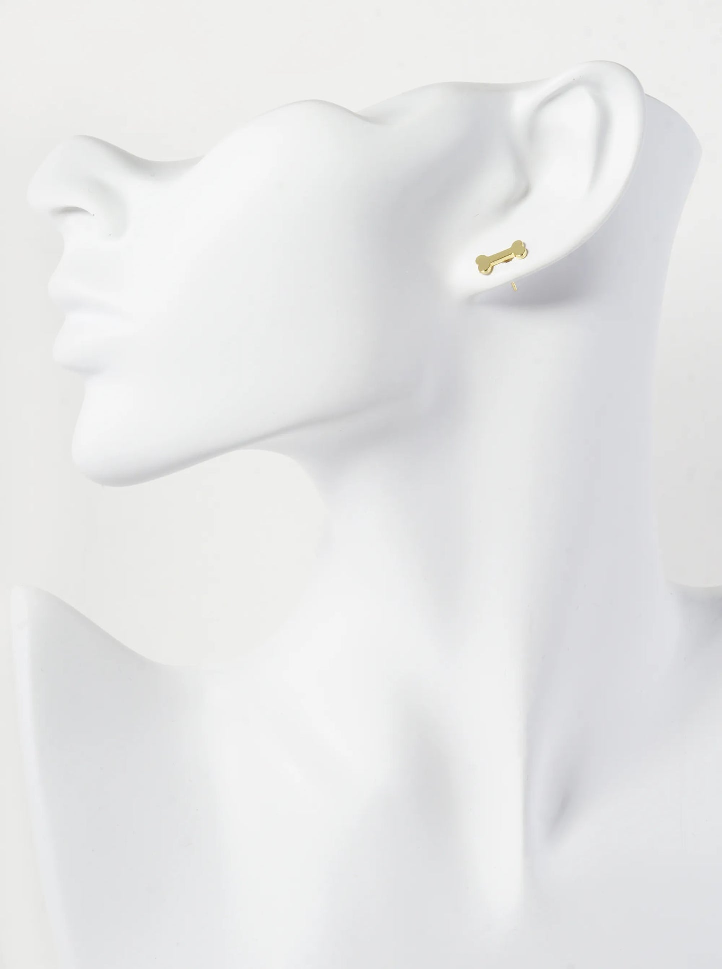 18K Gold Dipped 11mm Flat Dog Themed Bone Treats Stud Earrings