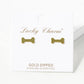 18K Gold Dipped 11mm Flat Dog Themed Bone Treats Stud Earrings