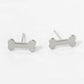 18K Gold Dipped 11mm Flat Dog Themed Bone Treats Stud Earrings
