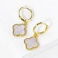 18K Gold Dipped 11mm Quatrefoil Drop 10mm Huggie Hoop Earrings