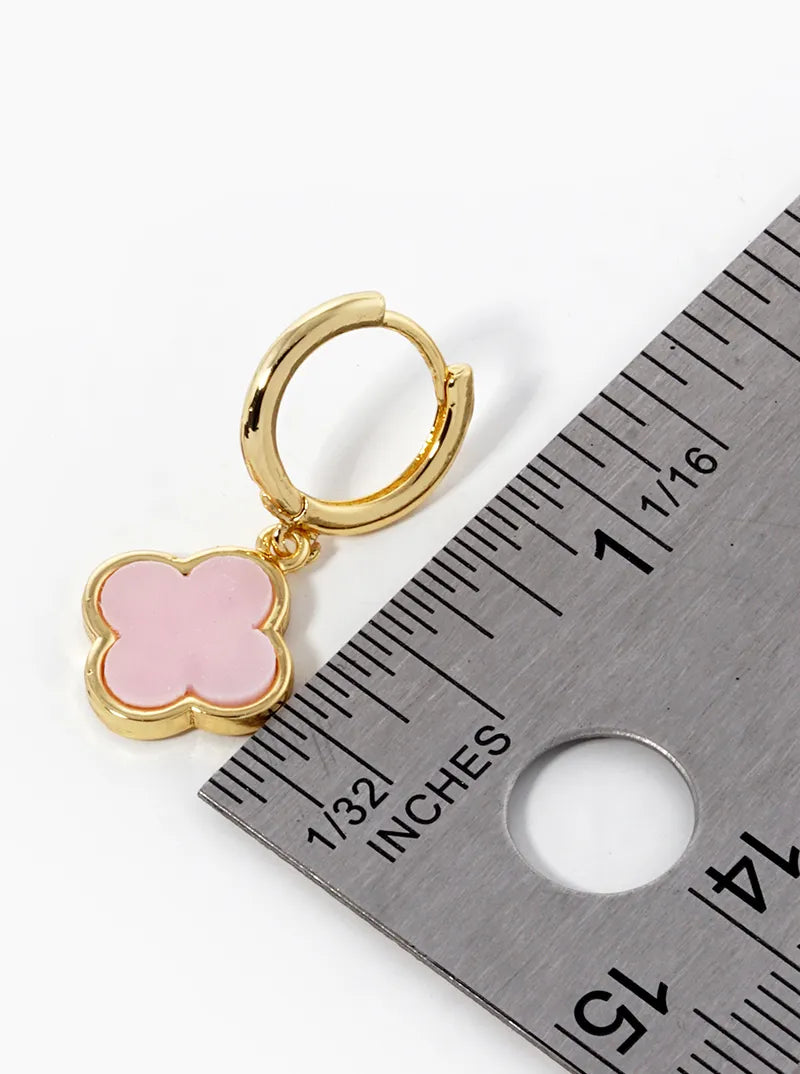 18K Gold Dipped 11mm Quatrefoil Drop 10mm Huggie Hoop Earrings