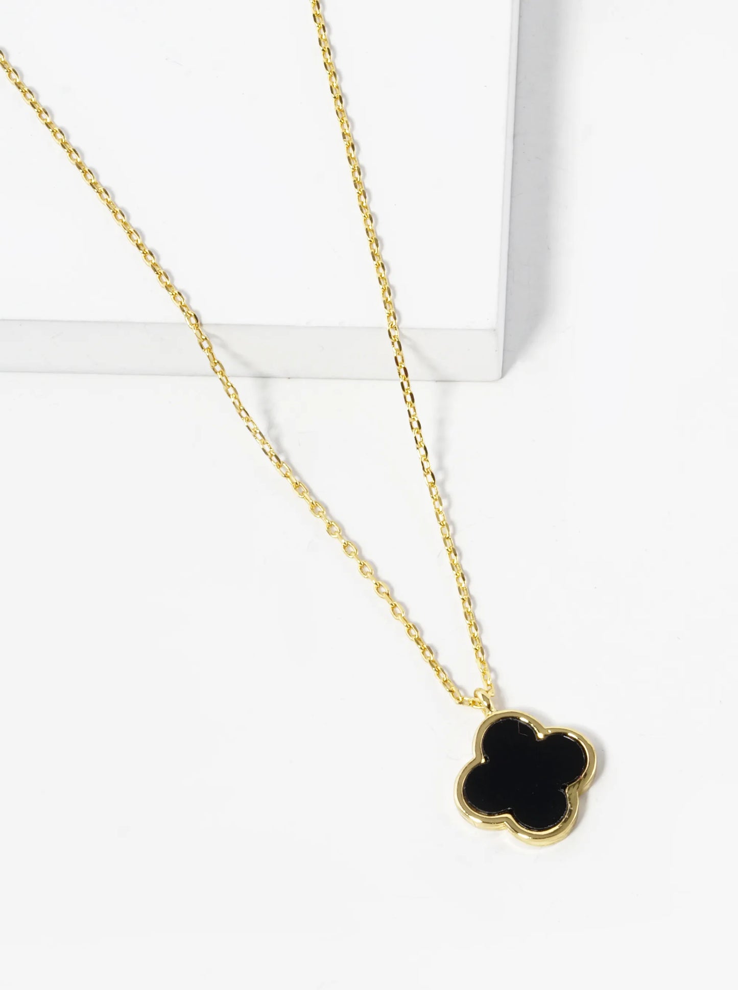 18K Gold Dipped 11mm Quatrefoil Pendant Necklace