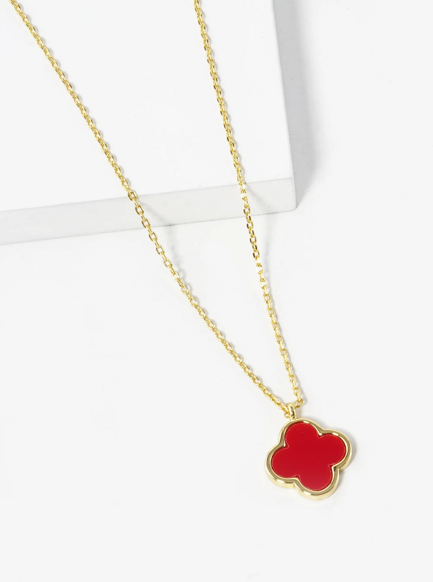 18K Gold Dipped 11mm Quatrefoil Pendant Necklace