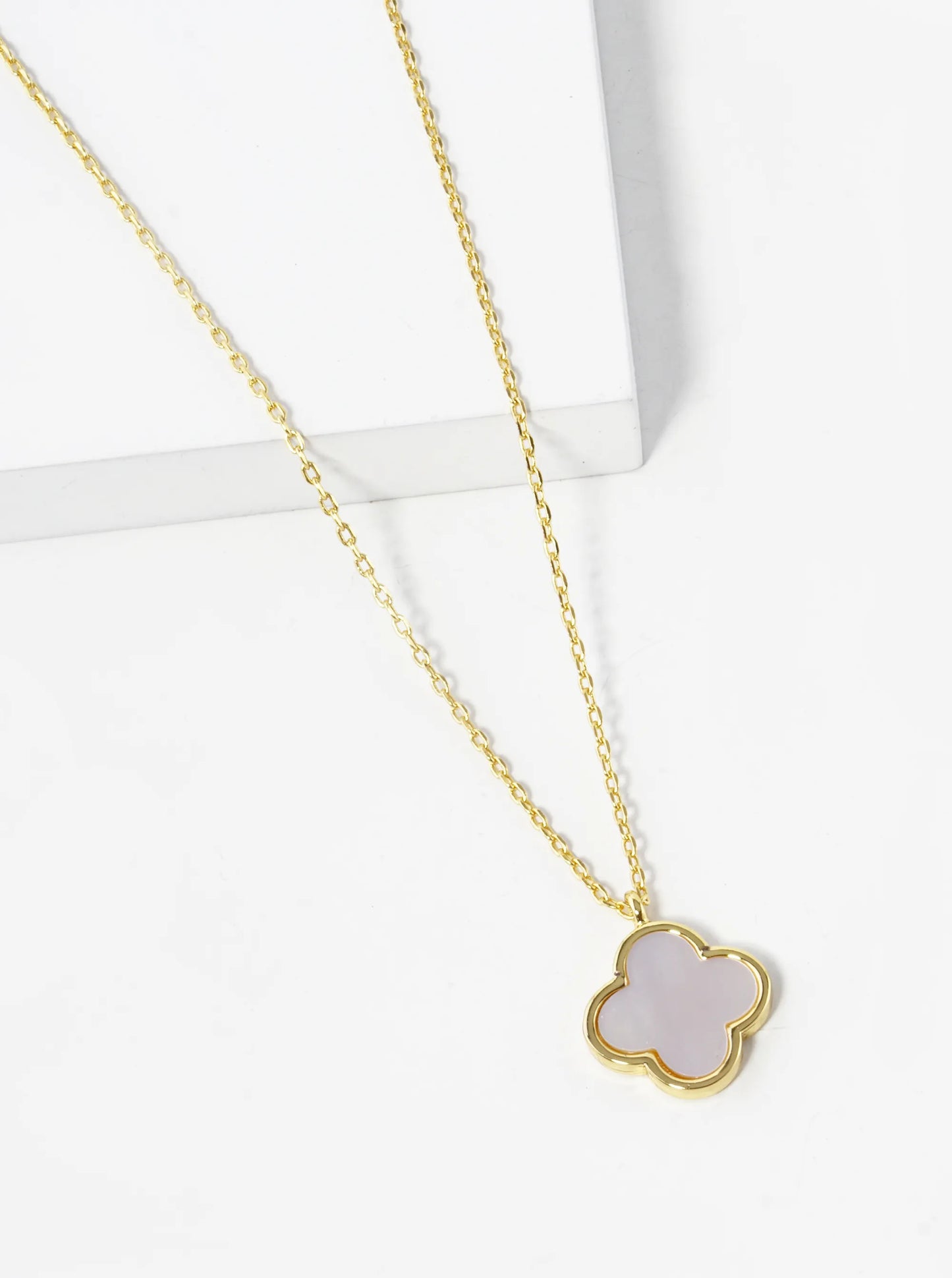18K Gold Dipped 11mm Quatrefoil Pendant Necklace
