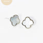 18K Gold Dipped 11mm Semi-Precious Quatrefoil 925 Sterling Sliver Post Stud Earrings