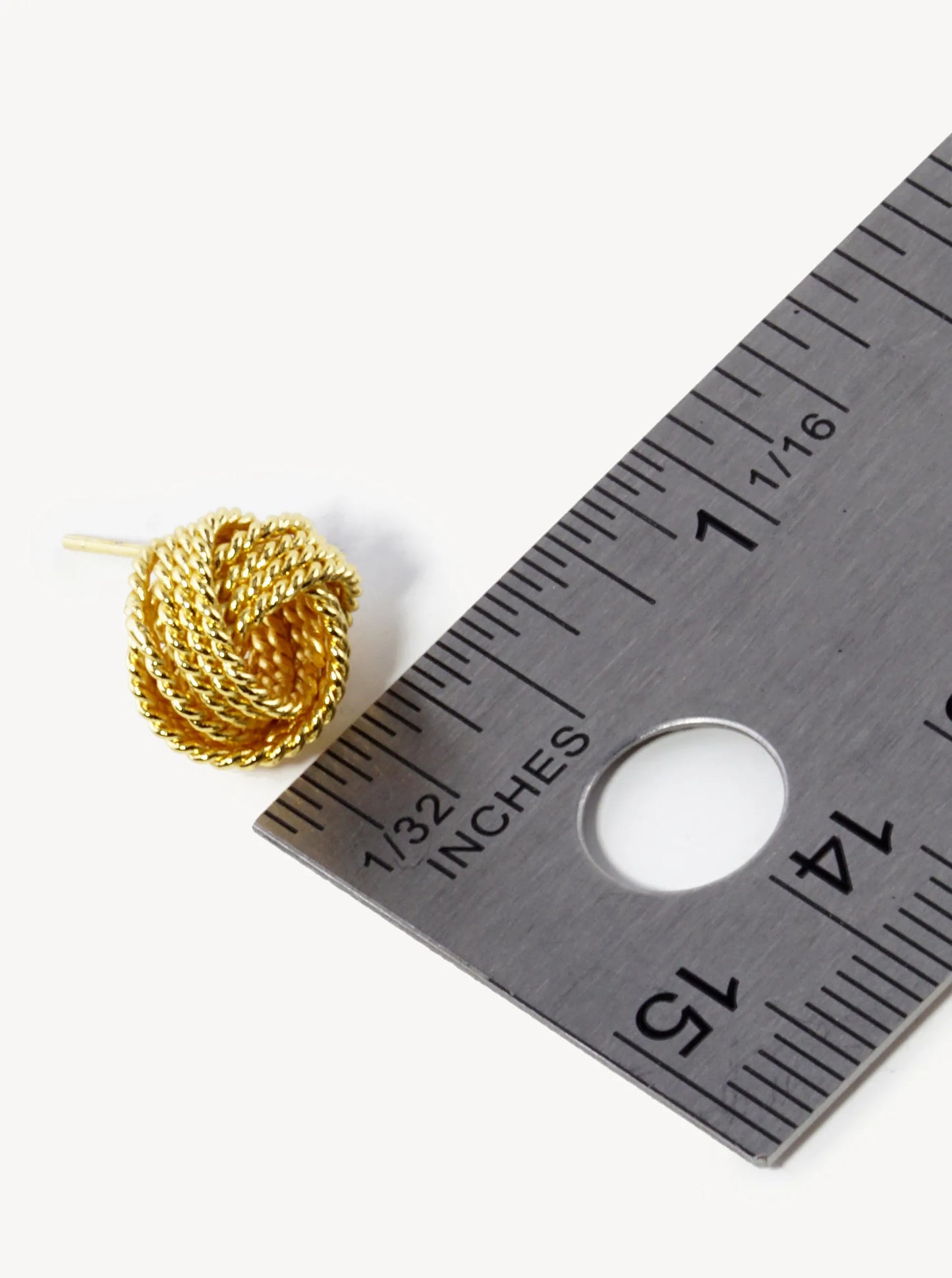 18K Gold Dipped 11mm Textured Brass Love Knot Stud Earrings