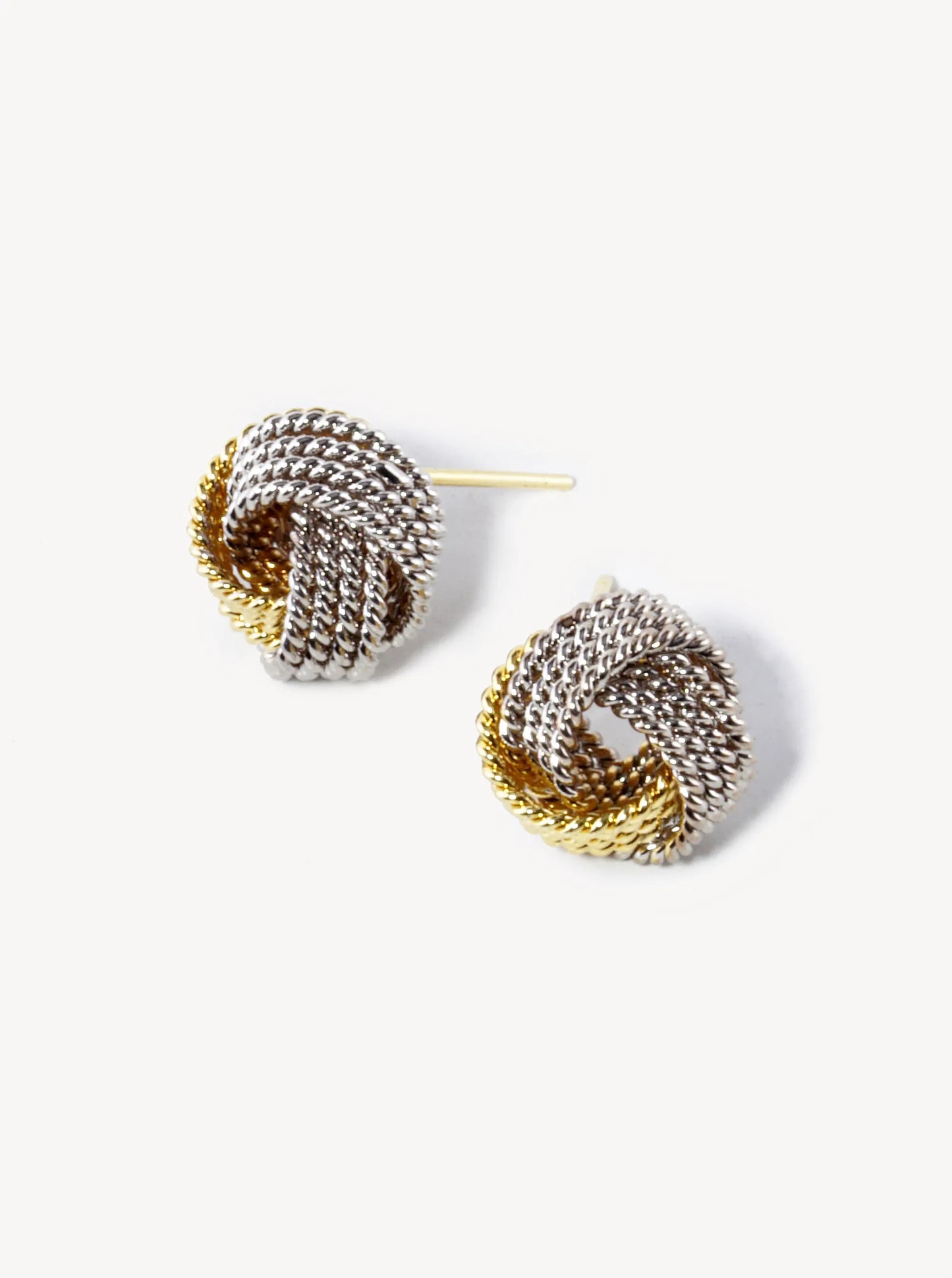 18K Gold Dipped 11mm Textured Brass Love Knot Stud Earrings