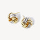 White Gold Dipped 11mm Textured Brass Love Knot Stud Earrings