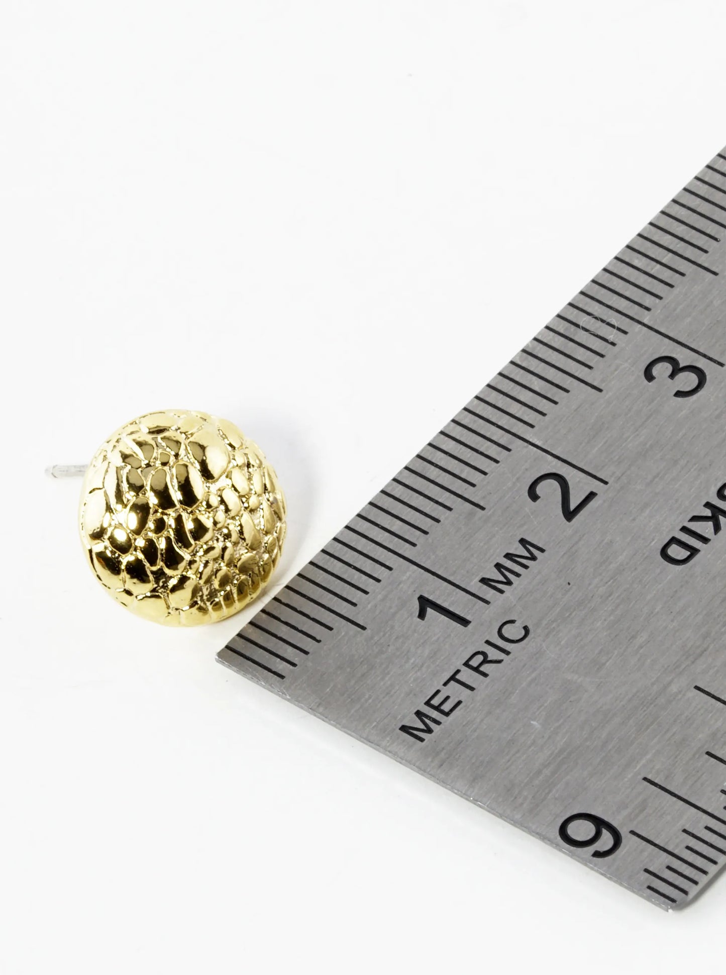 18K Gold Dipped 12mm Animal Pattern Textured Button Stud Earrings