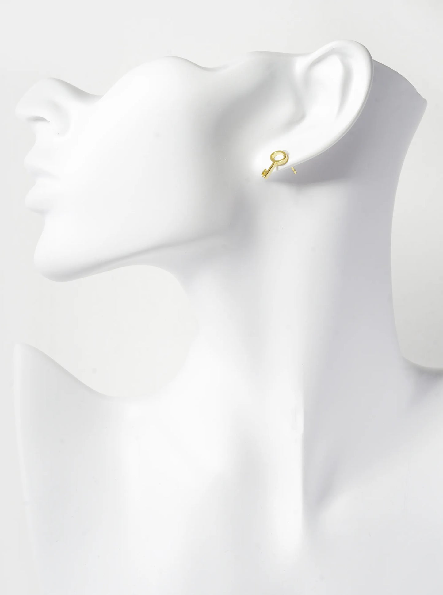 18K Gold Dipped 12mm Brass Key Sterling Silver Post Stud Earrings