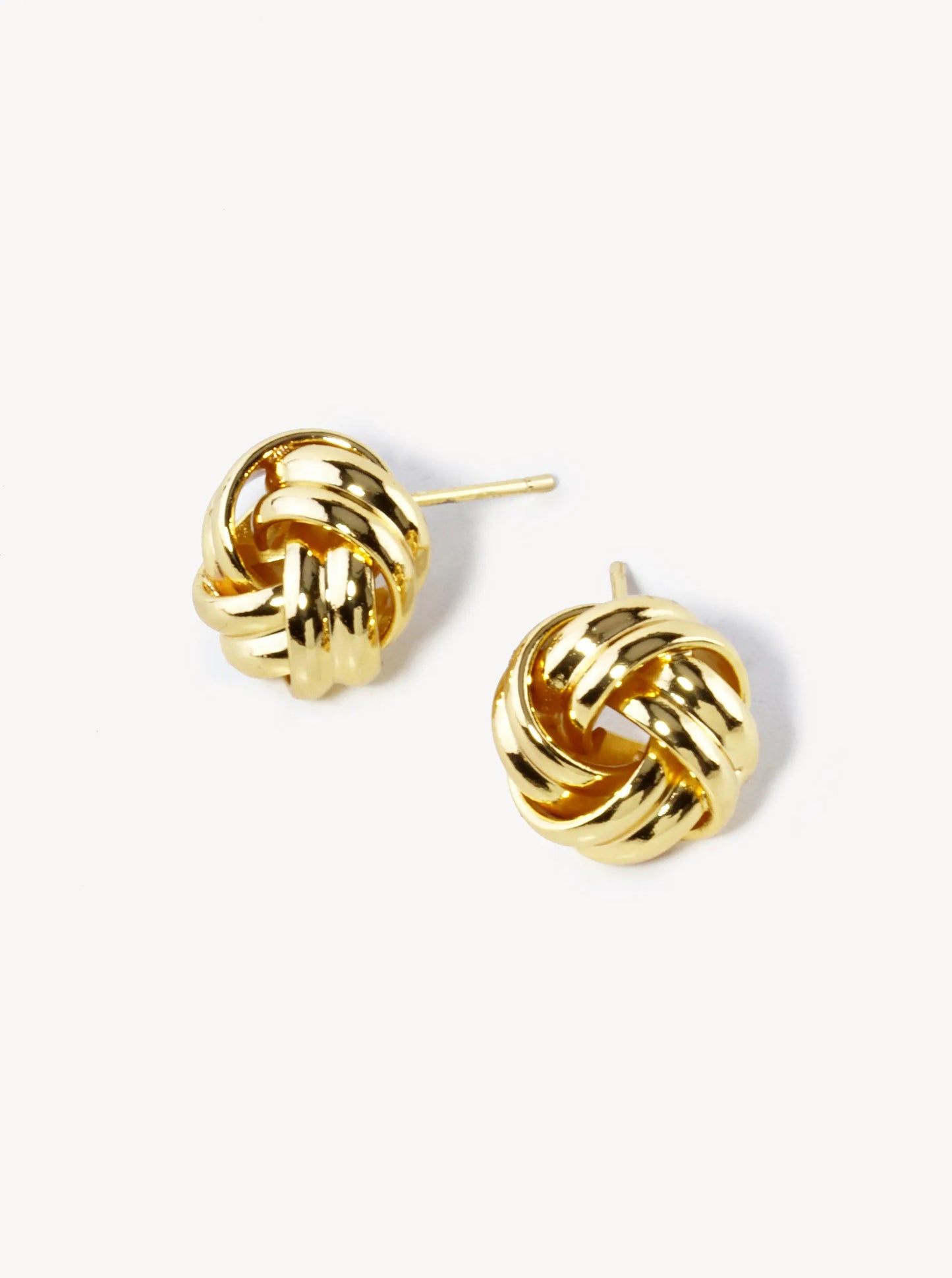 White Gold Dipped 12mm Brass Love Knot Stud Earrings