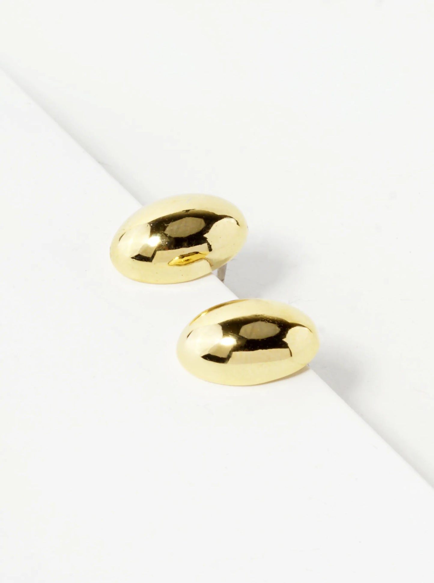 18K Gold Dipped 12mm Brass Puffy Oval Sterling Silver Post Stud Earrings