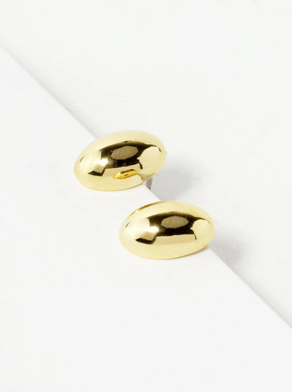 18K Gold Dipped 12mm Brass Puffy Oval Sterling Silver Post Stud Earrings