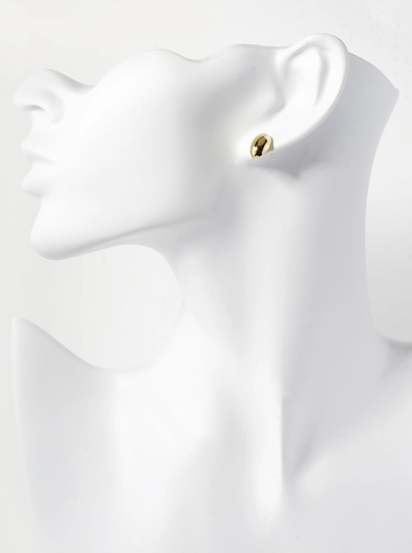 18K Gold Dipped 12mm Brass Puffy Oval Sterling Silver Post Stud Earrings