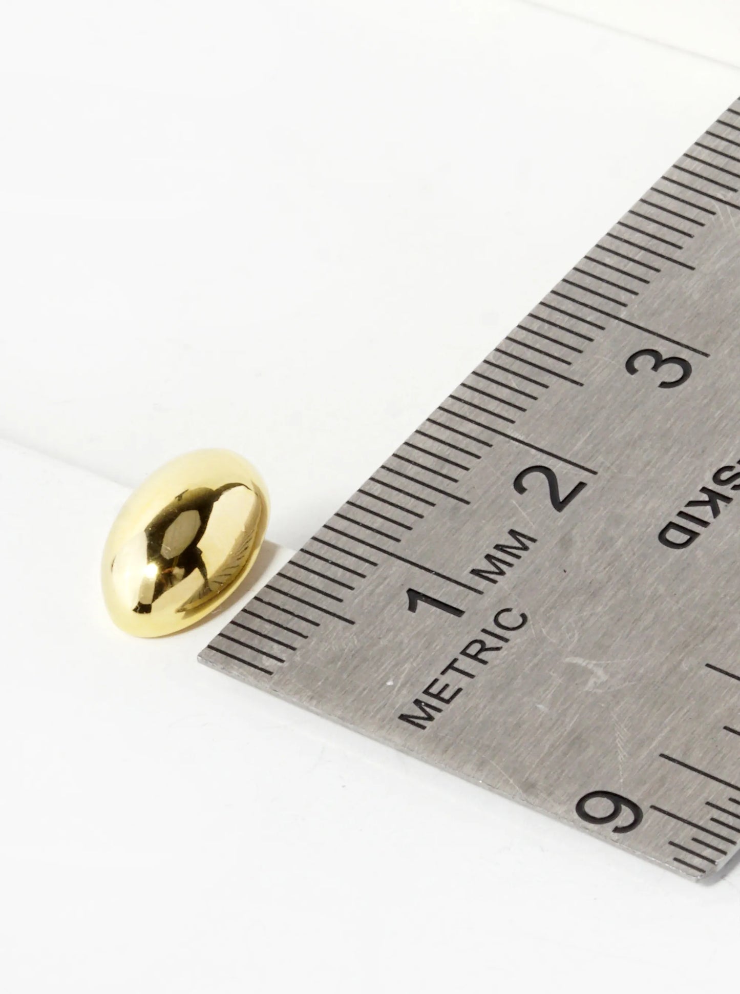 18K Gold Dipped 12mm Brass Puffy Oval Sterling Silver Post Stud Earrings