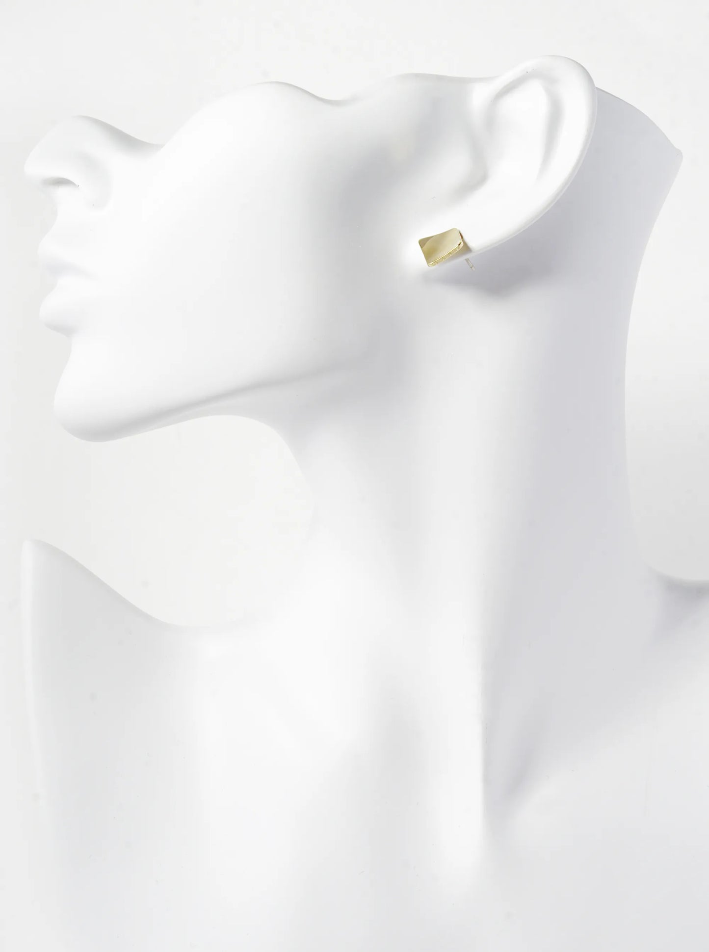 18K Gold Dipped 12mm Curved Brass Rhombus Sterling Silver Post Stud Earrings