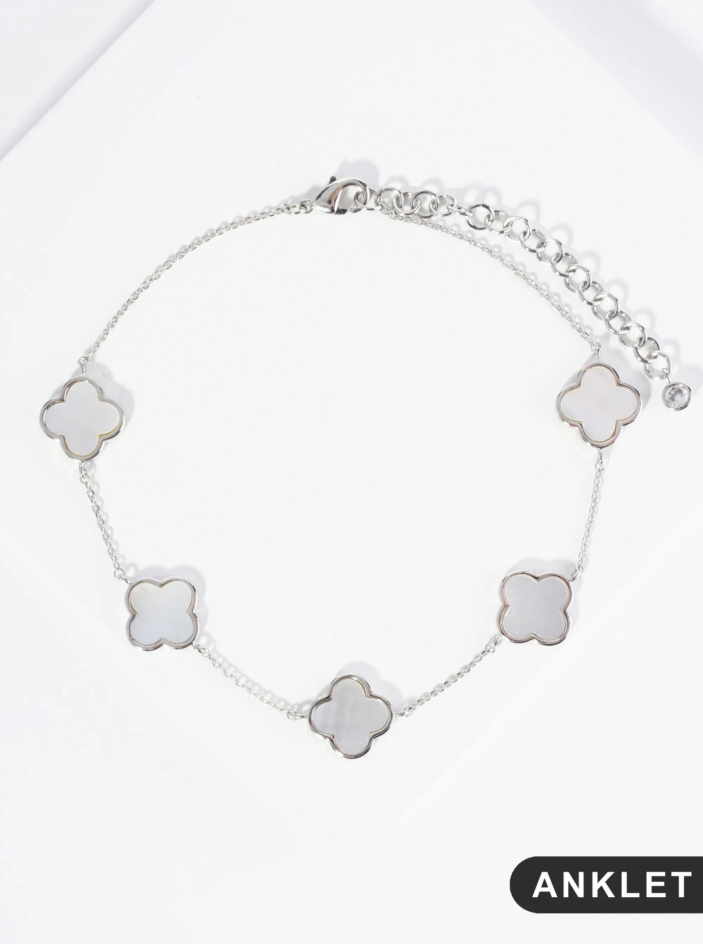 18K Gold Dipped 12mm Five Quatrefoil Brass Chain Anklet