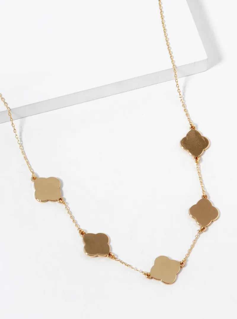 White Gold Dipped 12mm Five Quatrefoil Necklace