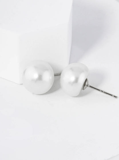 18K Gold Dipped 12mm Pearl Button Stud Earrings