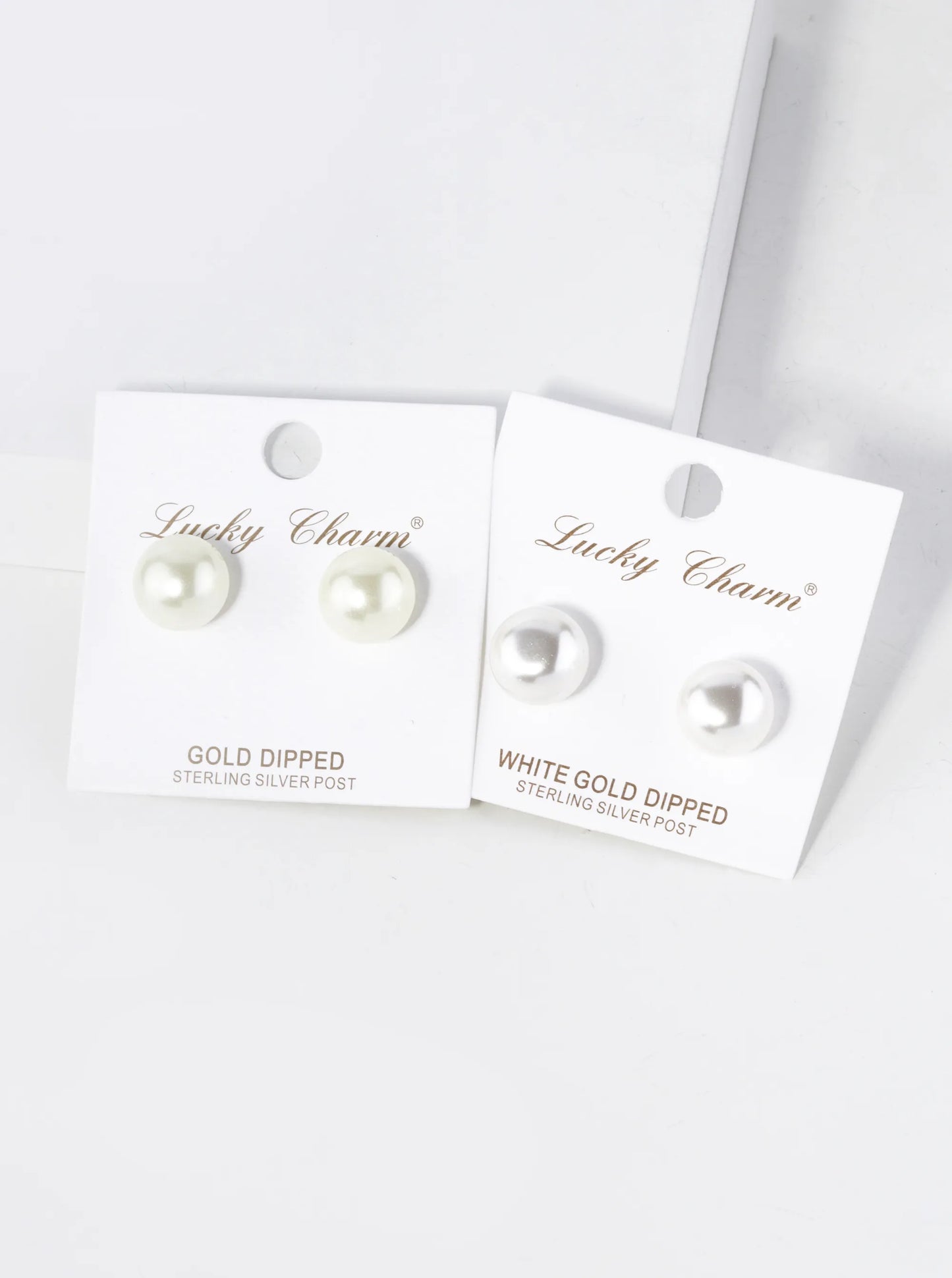 18K Gold Dipped 12mm Pearl Button Stud Earrings