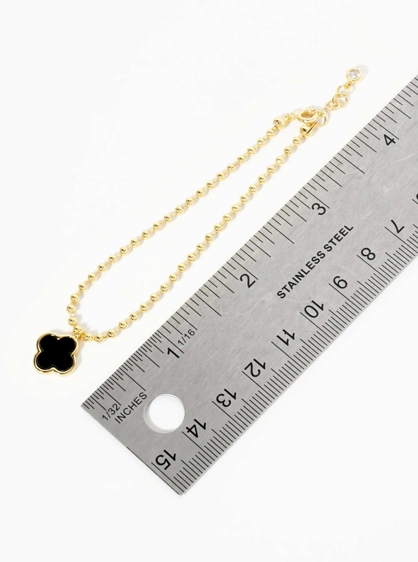 18K Gold Dipped 12mm Quatrefoil Charm Ball Chain Bracelet
