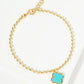18K Gold Dipped 12mm Quatrefoil Charm Ball Chain Bracelet