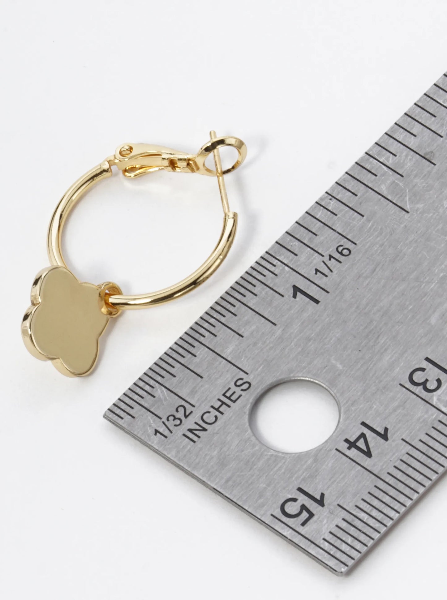 18K Gold Dipped 12mm Quatrefoil Drop 20mm Leverback Hoop Earrings