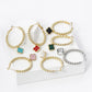 18K Gold Dipped 12mm Quatrefoil Drop 30mm Ball Beaded Leverback Hoop Earrings