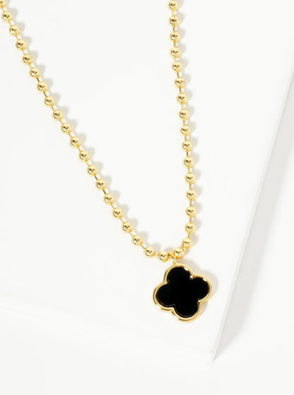 18K Gold Dipped 12mm Quatrefoil Pendant Ball Chain Necklace