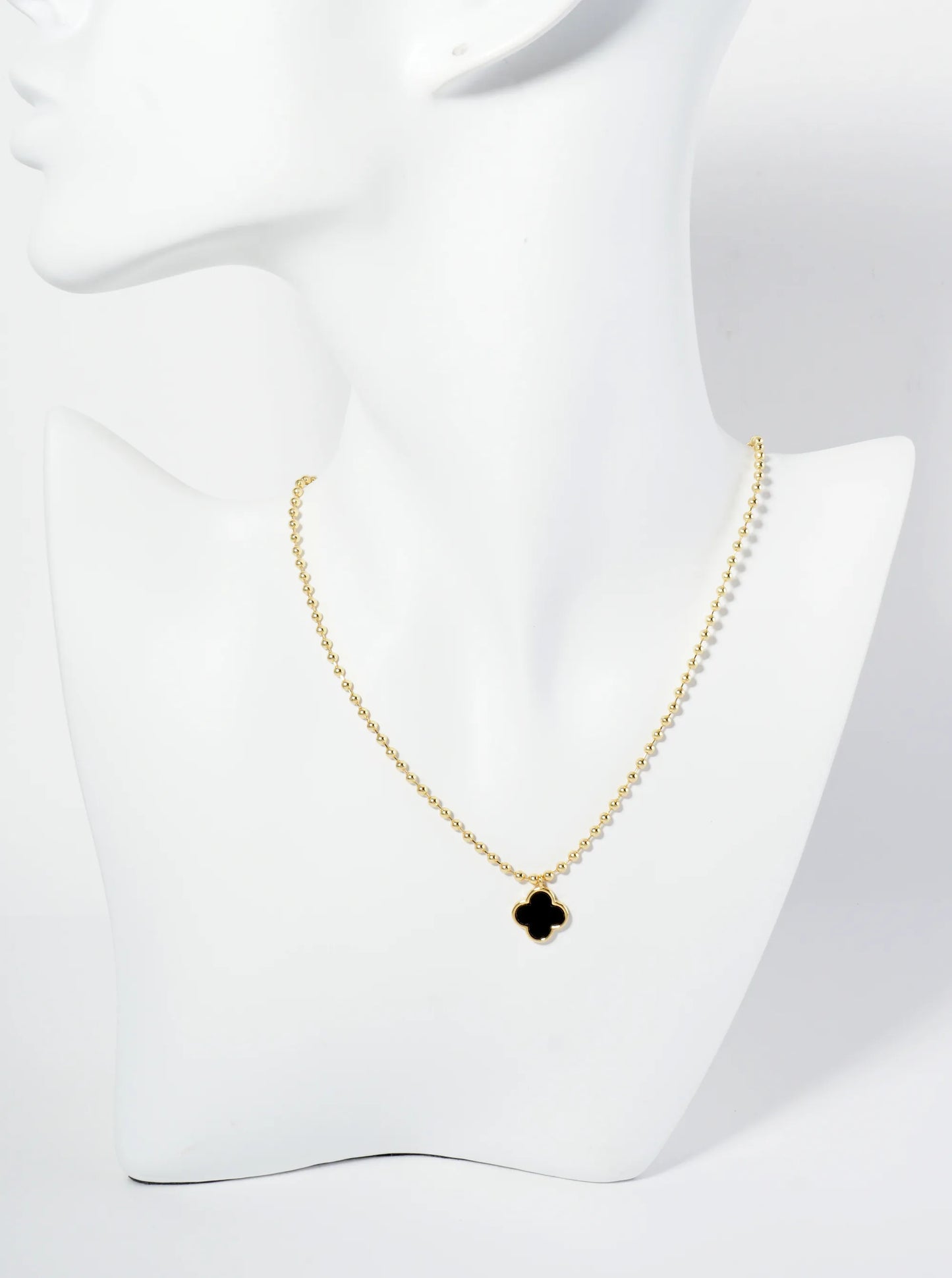 18K Gold Dipped 12mm Quatrefoil Pendant Ball Chain Necklace