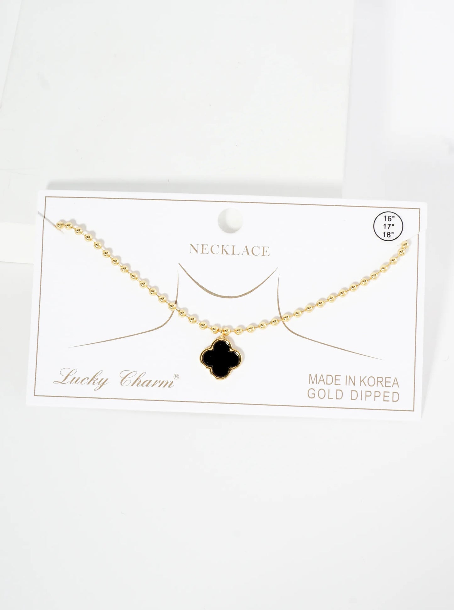 18K Gold Dipped 12mm Quatrefoil Pendant Ball Chain Necklace