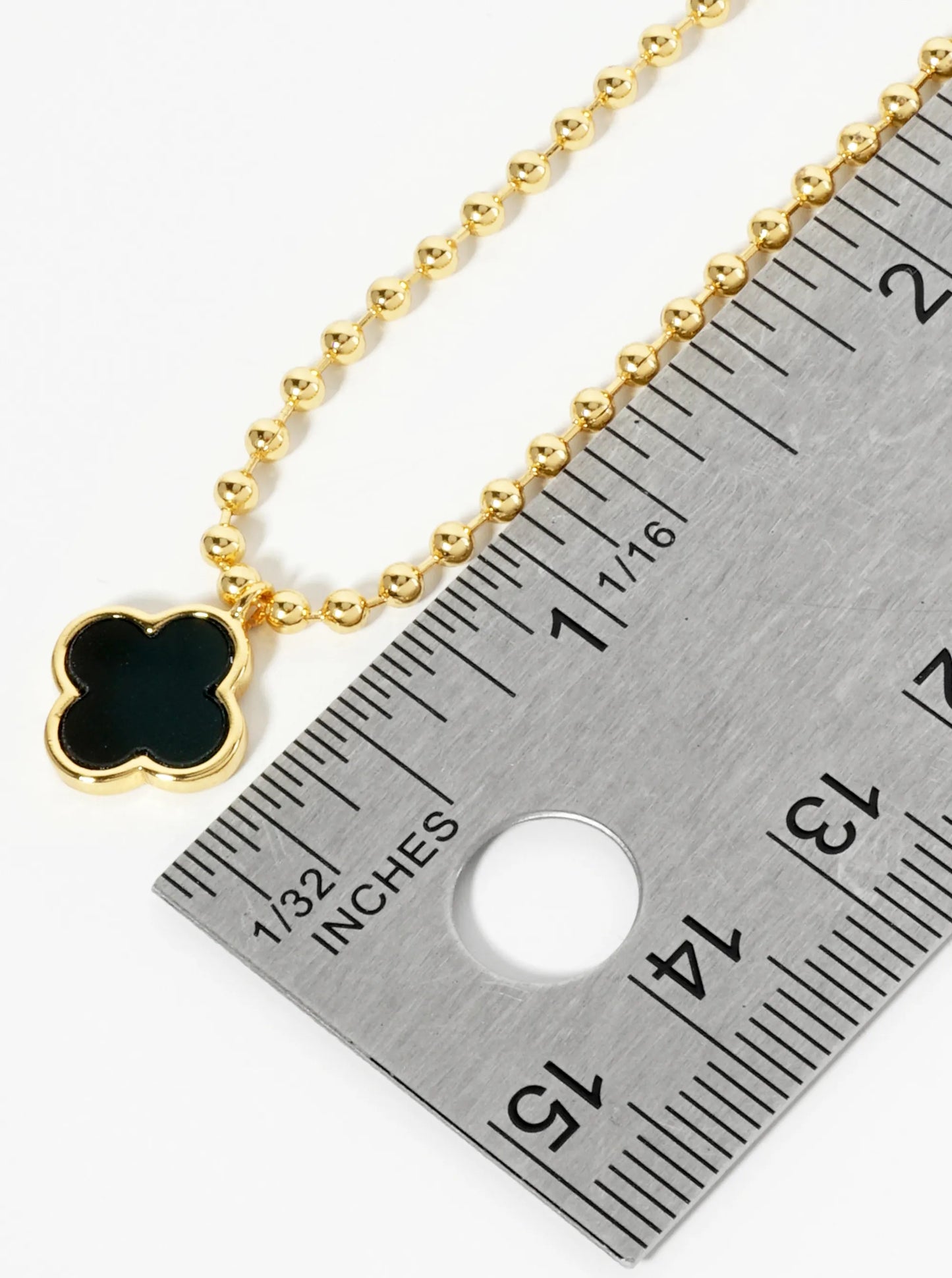 18K Gold Dipped 12mm Quatrefoil Pendant Ball Chain Necklace