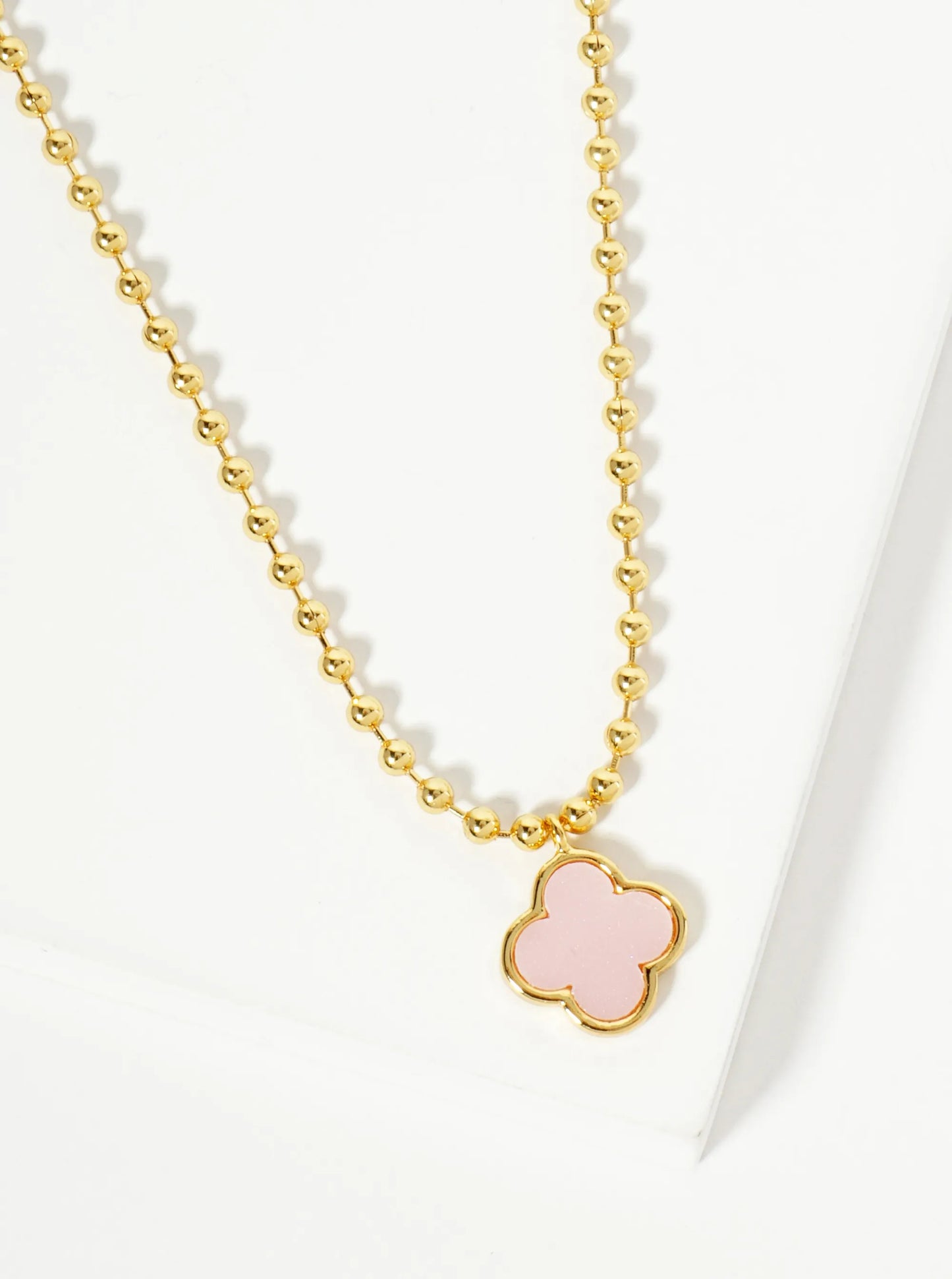 18K Gold Dipped 12mm Quatrefoil Pendant Ball Chain Necklace