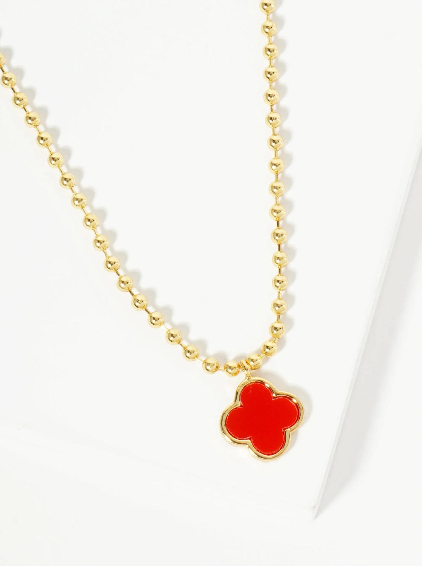 18K Gold Dipped 12mm Quatrefoil Pendant Ball Chain Necklace