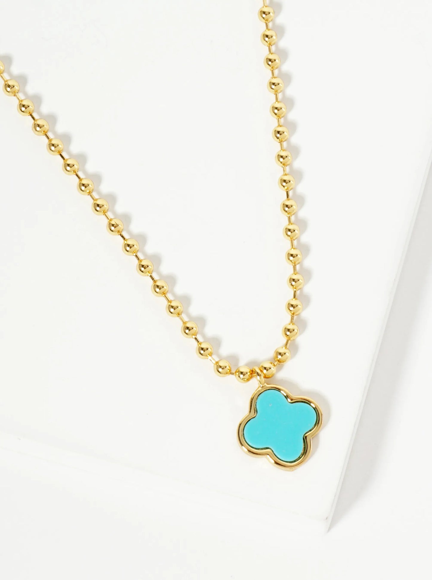 18K Gold Dipped 12mm Quatrefoil Pendant Ball Chain Necklace